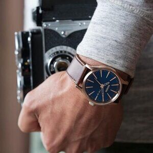 Nixon Men's A105 Sentry 42mm Stainless Steel Leather Quartz Movement Watch